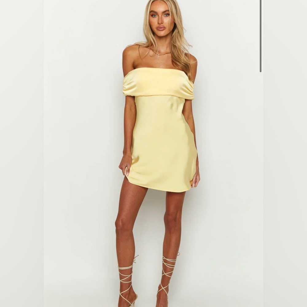 Beginning Boutique Primrose Dress Yellow Off Shoulder Size 8